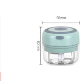Mint-colored mini electric chopper with clear container, USB rechargeable garlic and vegetable chopper
